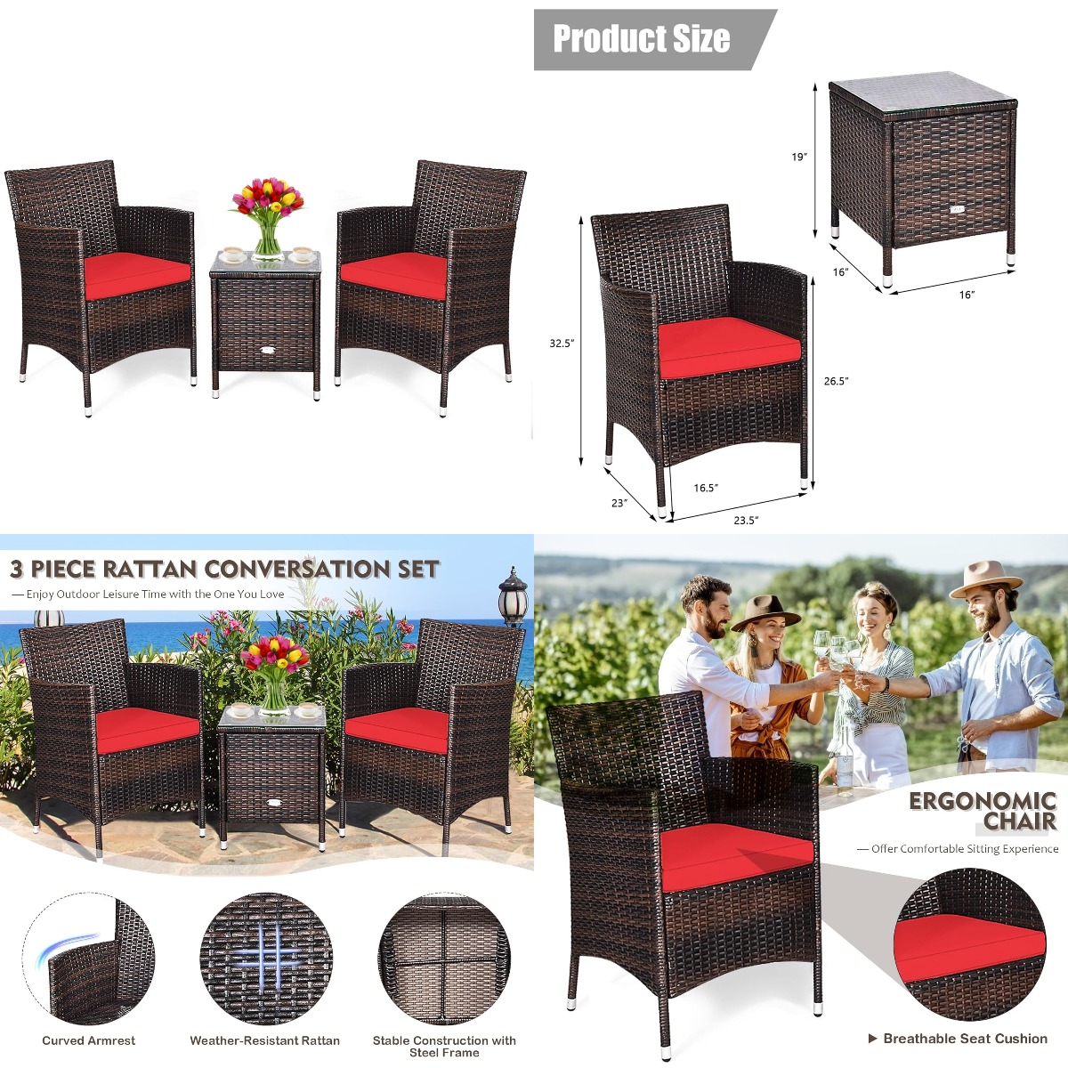 Outdoor Furniture On Sale - Set Furnitur Teras Rotan 3 Bagian