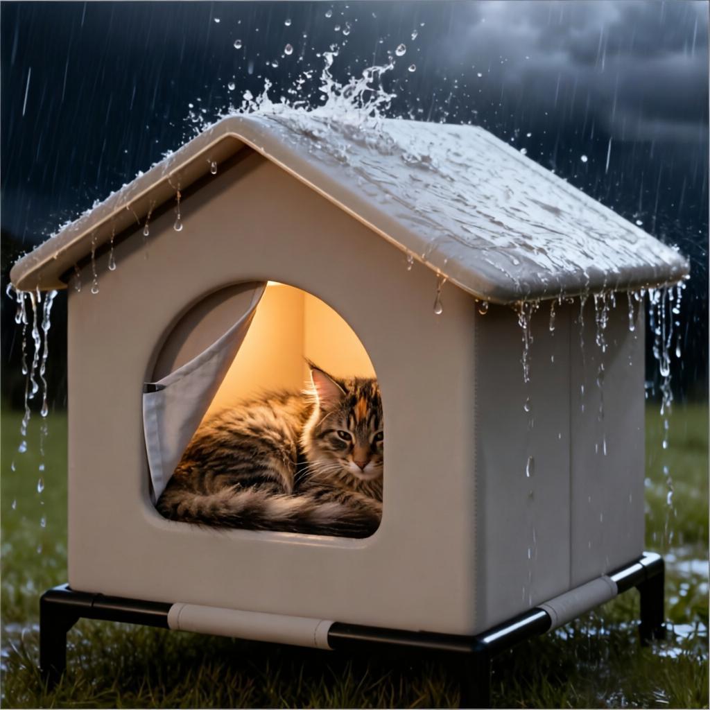 Outdoor Rug Waterproof - Rumah Kucing Liar dengan Alas Tahan
