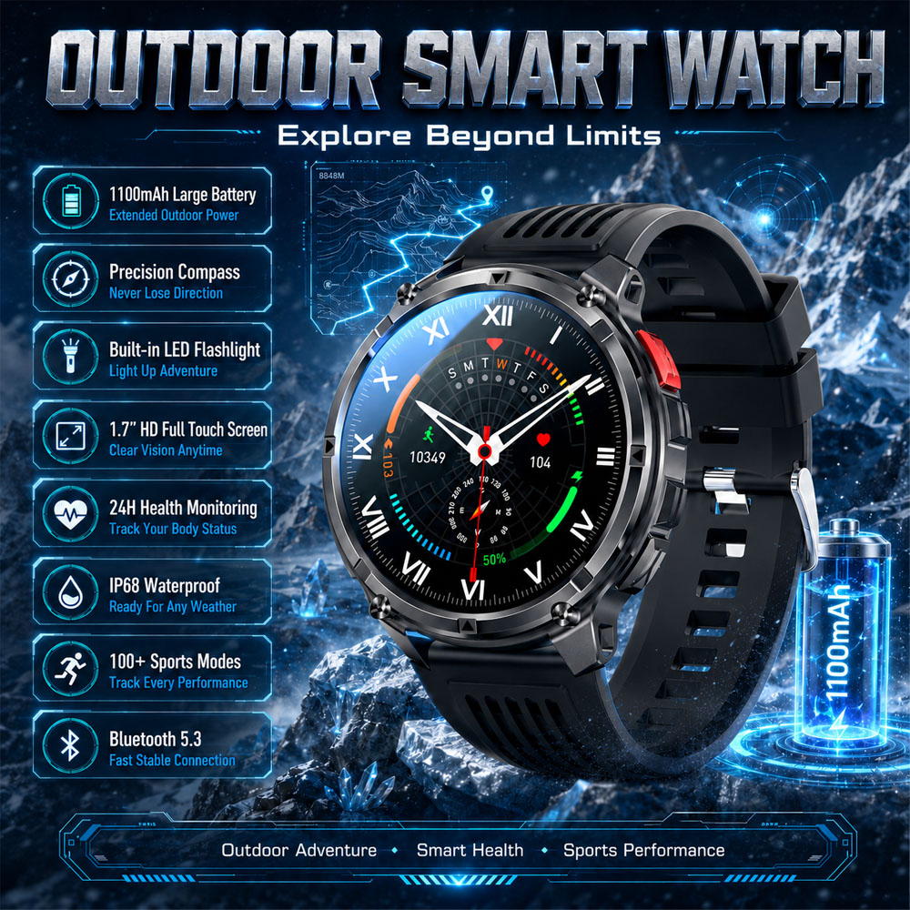 Outdoor Rug Waterproof - Jam Tangan Pintar YAOCX AMOLED 2026