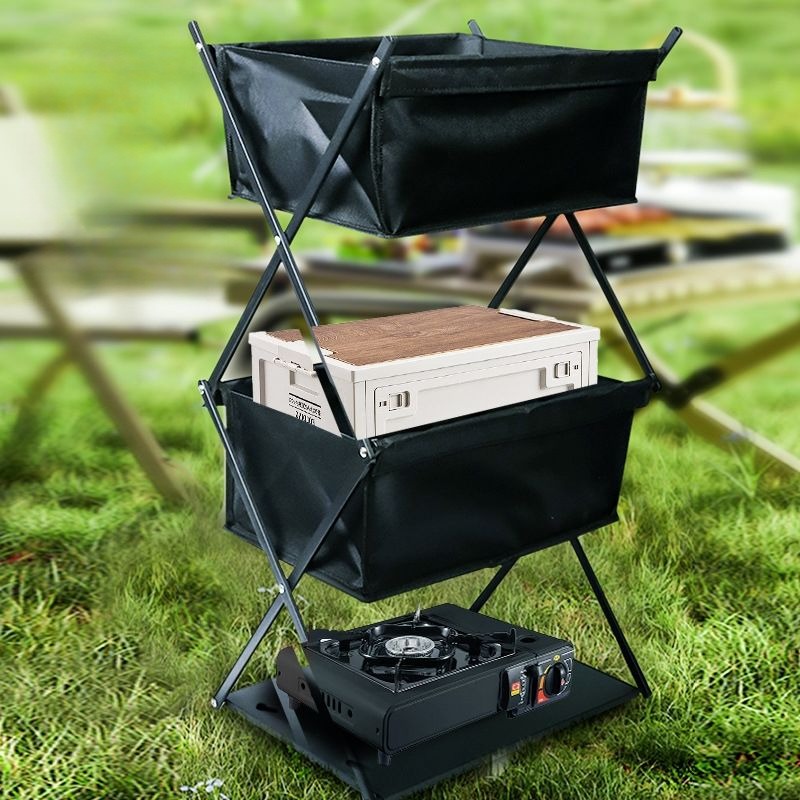 Outdoor Furniture Small - Rak Penyimpanan Paduan Aluminium Hitam untuk