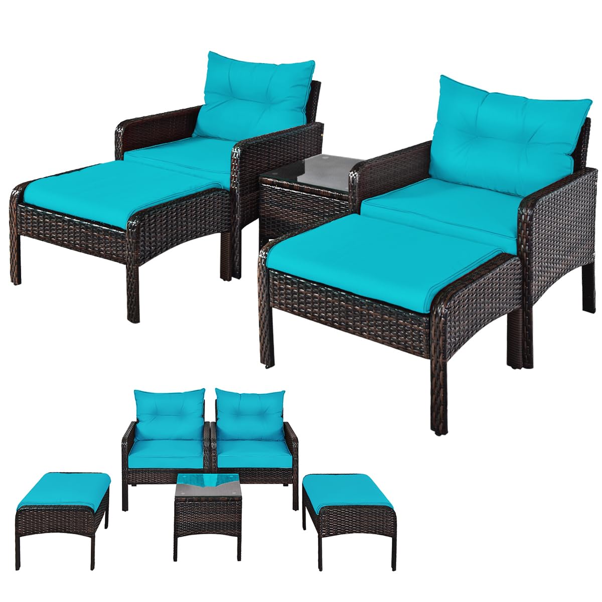 Outdoor Furniture On Sale - 5 Buah Set Kursi Teras Rotan