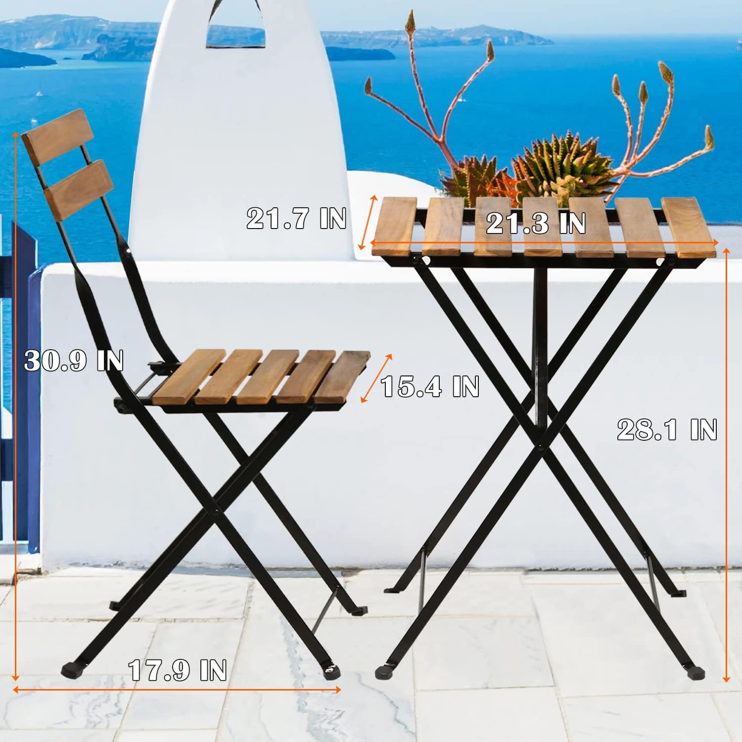 Set bistro teras lipat 3 bagia - Outdoor Furniture Small ulasan dan harga