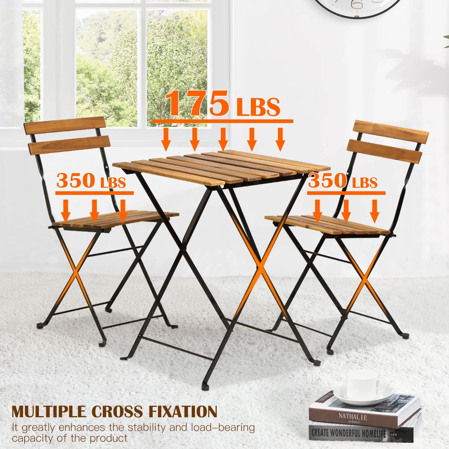 Set bistro teras lipat 3 bagia - Outdoor Furniture Small ulasan dan harga