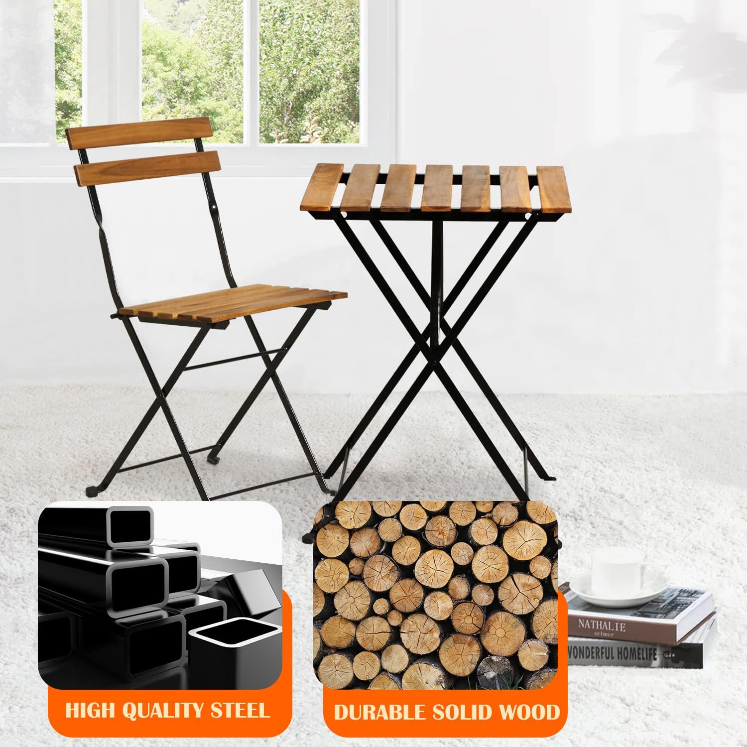 Set bistro teras lipat 3 bagia - Outdoor Furniture Small ulasan dan harga