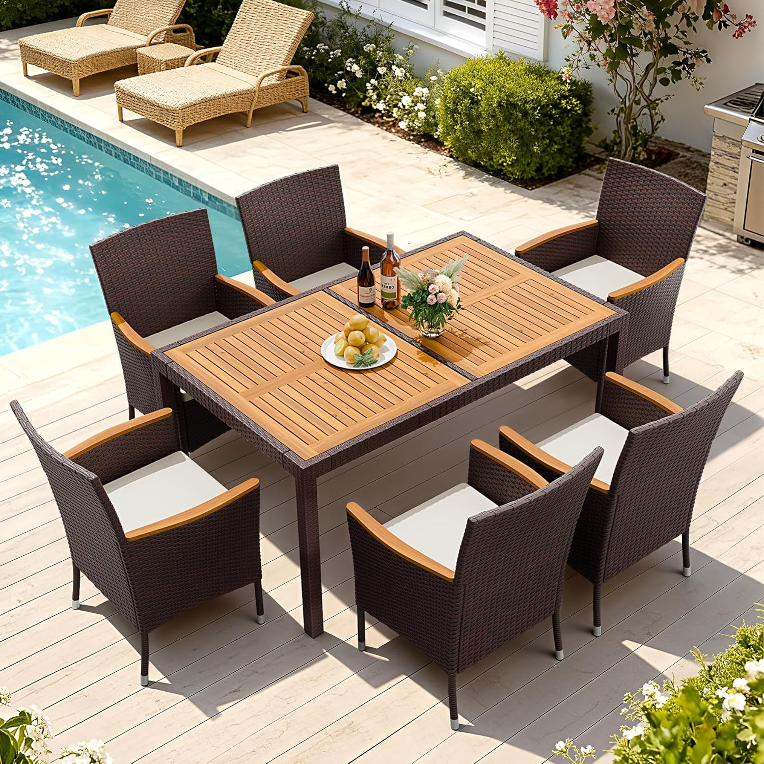 Set Meja Makan Teras 7 Buah, M - Outdoor Furniture On Sale ulasan dan harga