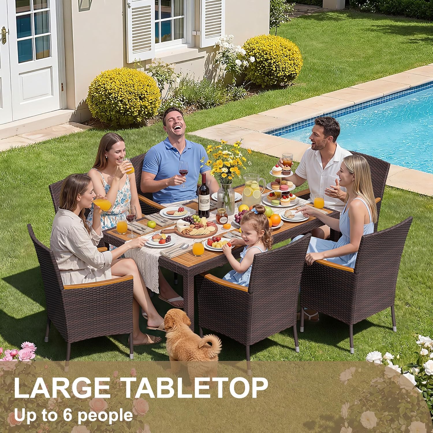 Set Meja Makan Teras 7 Buah, M - Outdoor Furniture On Sale ulasan dan harga