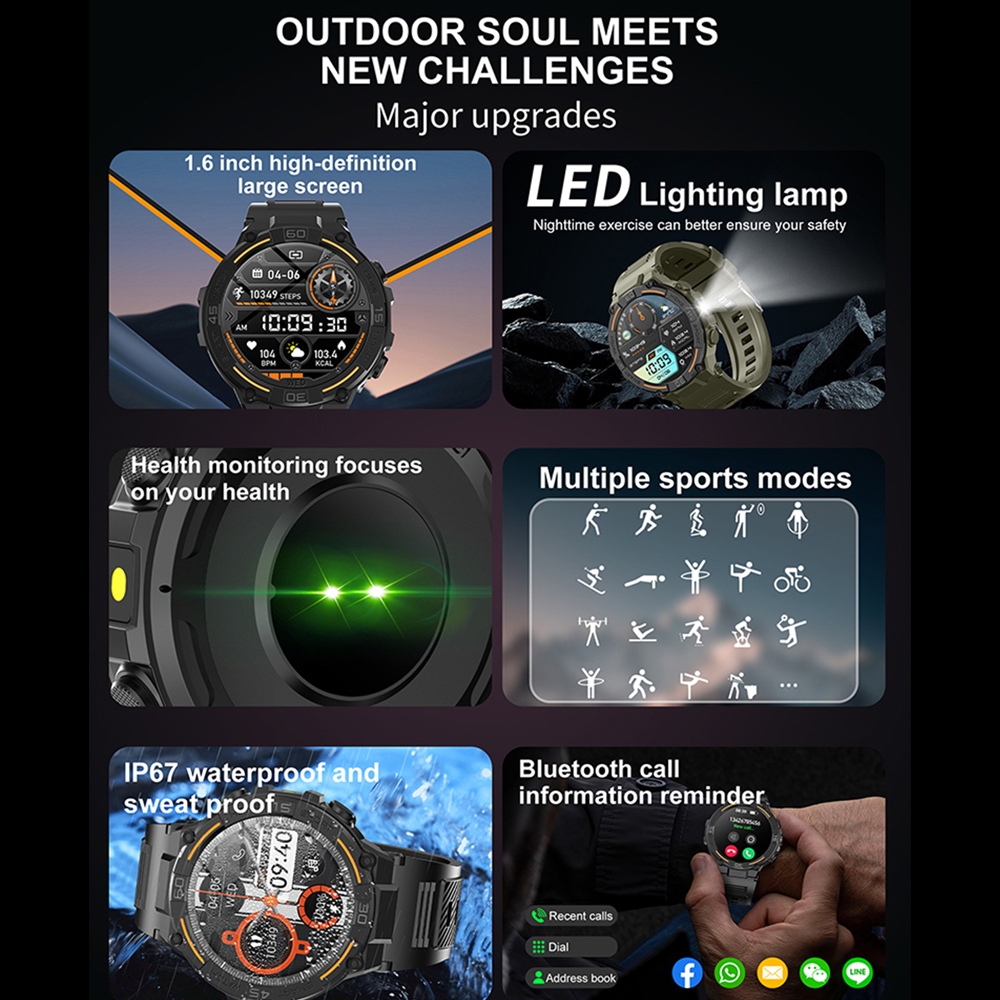 Jam Tangan Pintar Militer Luar - Outdoor Rug Waterproof ulasan dan harga